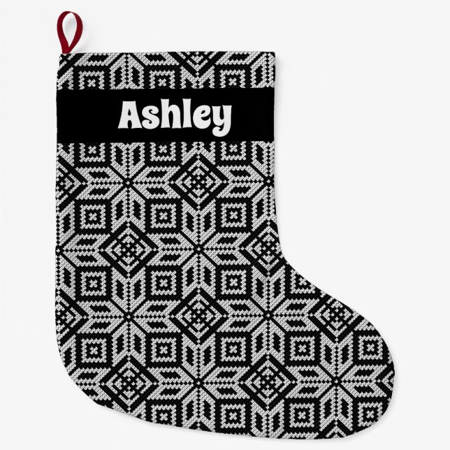 Scandinavian Selburose Christmas Pattern Large Christmas Stocking (Front)