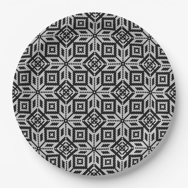 Scandinavian Selburose Christmas Pattern Paper Plate (Front)