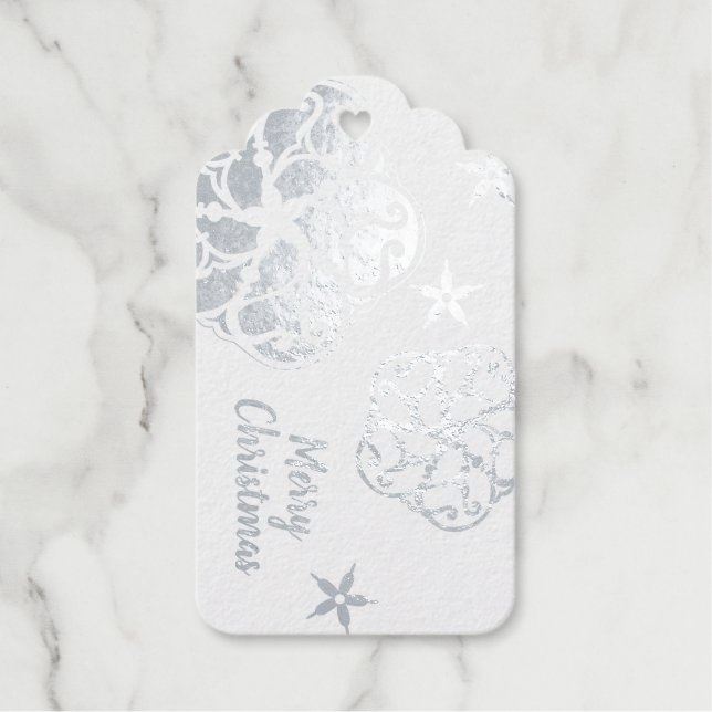 Scandinavian Silver Snowflake Gift Tags (Front)