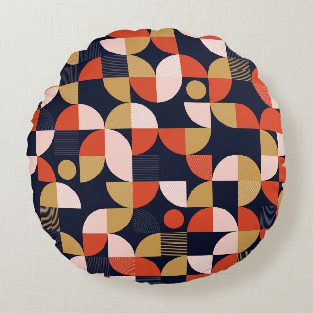 Scandinavian Simple Shapes Geometry Artwork Poster Round Pillow (Front)