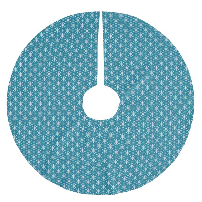 Scandinavian Snowflake Sweater Knit Pattern Brushed Polyester Tree Skirt (Front)