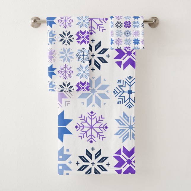 Scandinavian Snowflakes Bath Towel Set (Insitu)