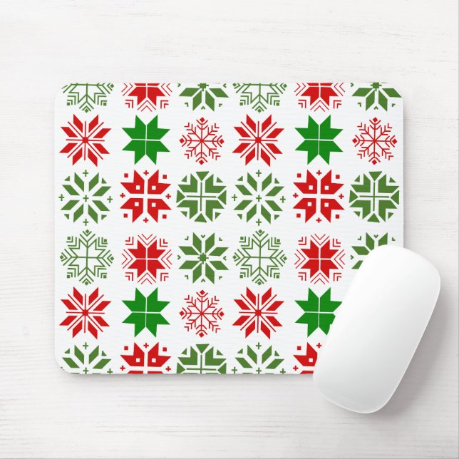 Scandinavian Snowflakes Mouse Pad (With Mouse)