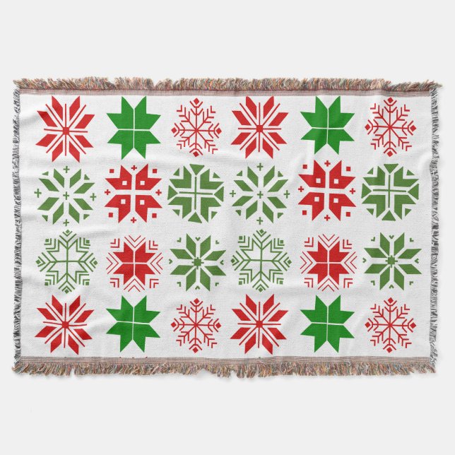 Scandinavian Snowflakes Throw Blanket (Front)