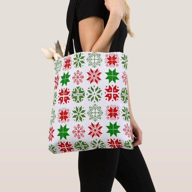 Scandinavian Snowflakes Tote Bag (Close Up)