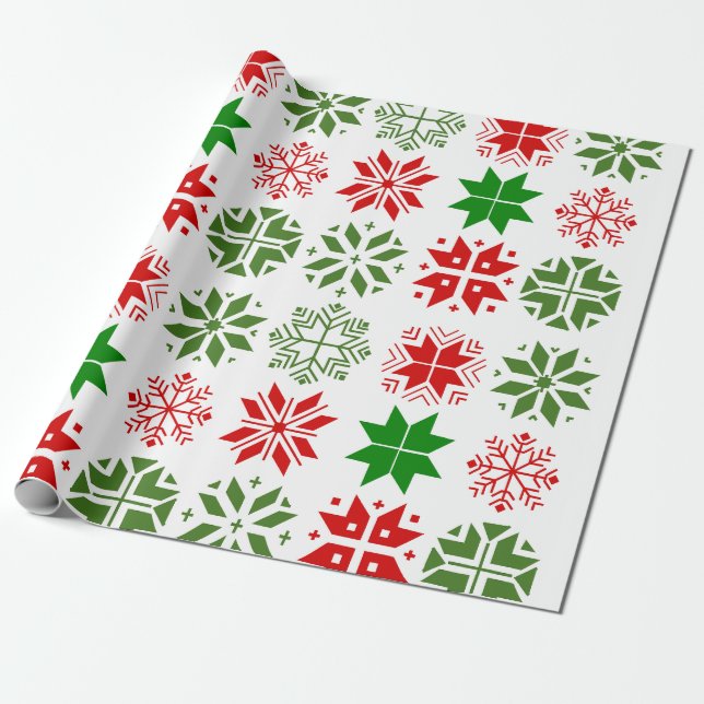 Scandinavian Snowflakes Wrapping Paper (Unrolled)