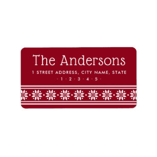 Scandinavian star border dark red return address label