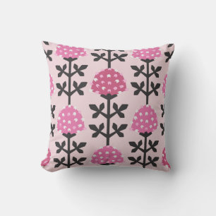 Scandinavian style clover floral vintage seamless throw pillow