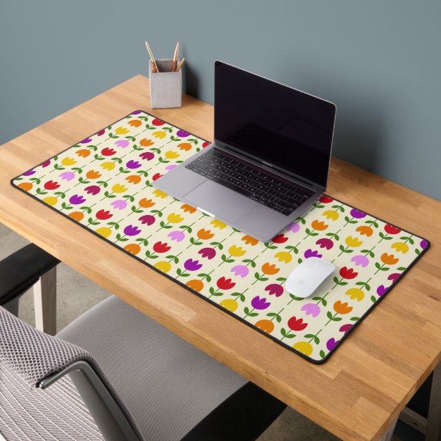 Scandinavian Style Col on Crm Flower Rpt Pattern Desk Mat (Office 2)