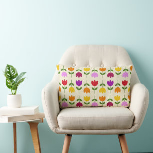 Scandinavian Style Col on Crm Flower Rpt Pattern Lumbar Pillow