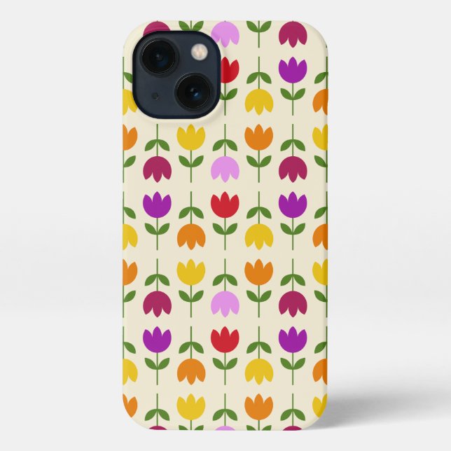 Scandinavian Style Colourful on Crm Flower Pattern iPhone Case (Back)