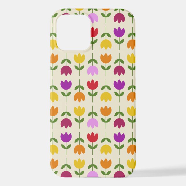 Scandinavian Style Colourful on Crm Flower Pattern iPhone Case (Back)