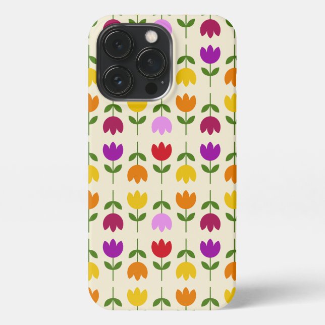 Scandinavian Style Colourful on Crm Flower Pattern iPhone Case (Back)