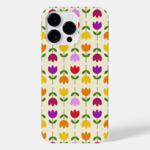 Scandinavian Style Colourful on Crm Flower Pattern iPhone 14 Pro Max Case