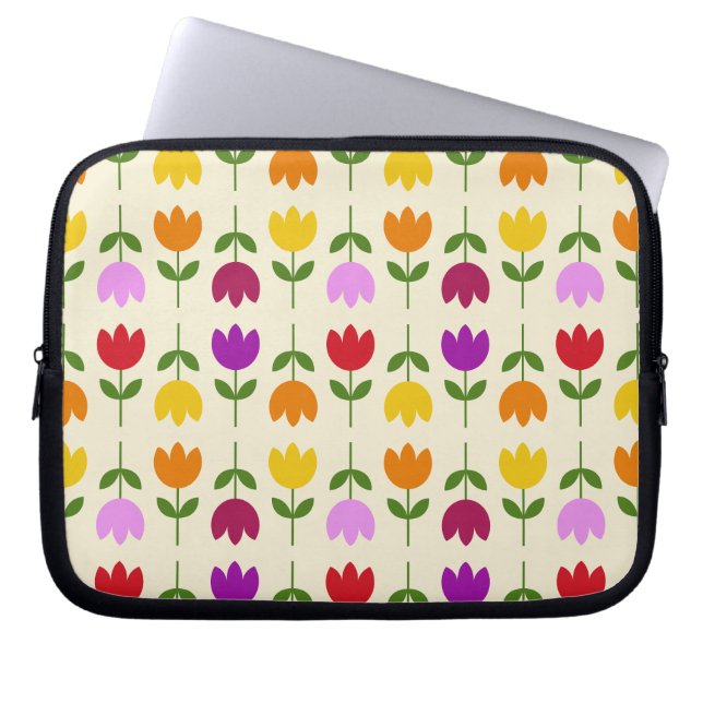 Scandinavian Style Colourful on Crm Flower Pattern Laptop Sleeve (Front)