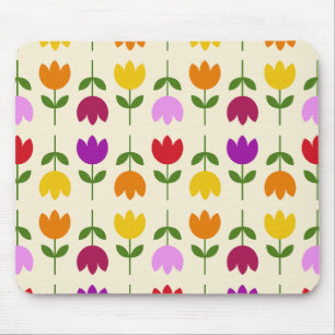 Scandinavian Style Colourful on Crm Flower Pattern Mouse Pad