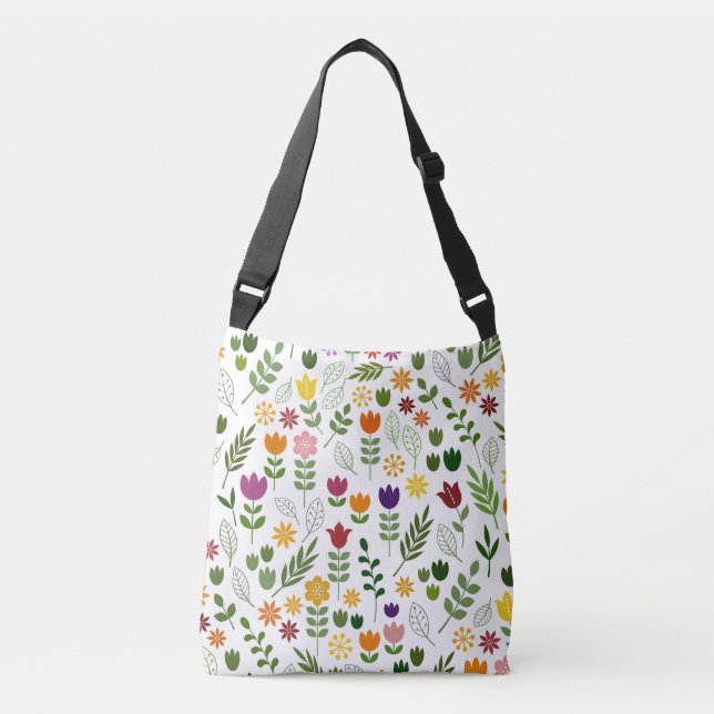 Scandinavian Style Flora & Fauna Big Pattern Crossbody Bag (Front)