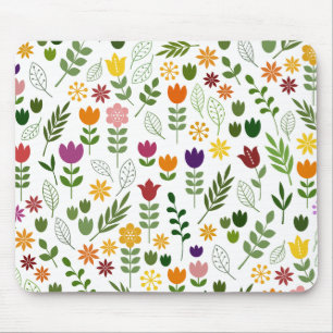 Scandinavian Style Flora & Fauna Big Pattern Mouse Pad