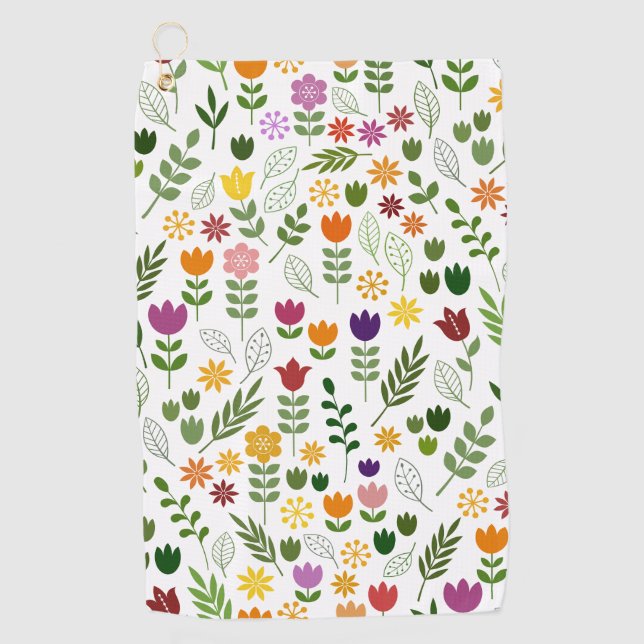 Scandinavian Style Flora & Fauna Pattern Golf Towel (Front)