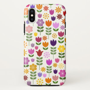 Scandinavian Style Flowers Big Pattern iPhone XS Case
