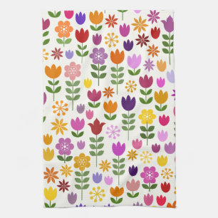 Scandinavian Style Flowers Big Pattern Kitchen Towel