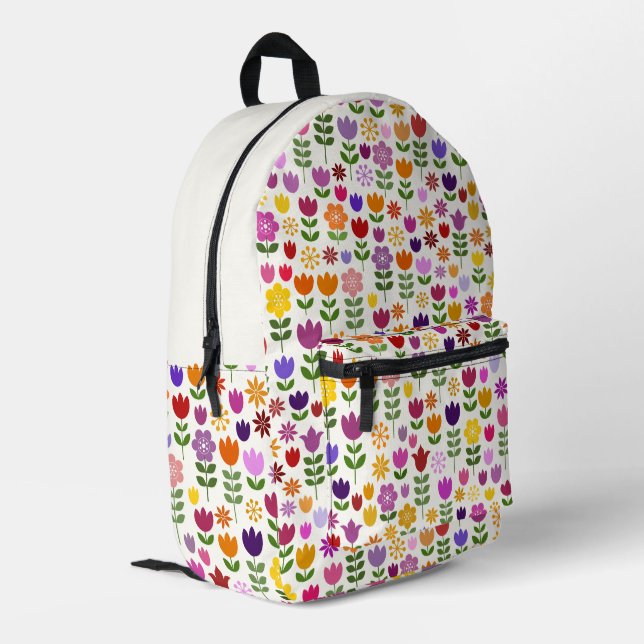 Scandinavian Style Flowers Pattern Printed Backpack (Back Corner Left)