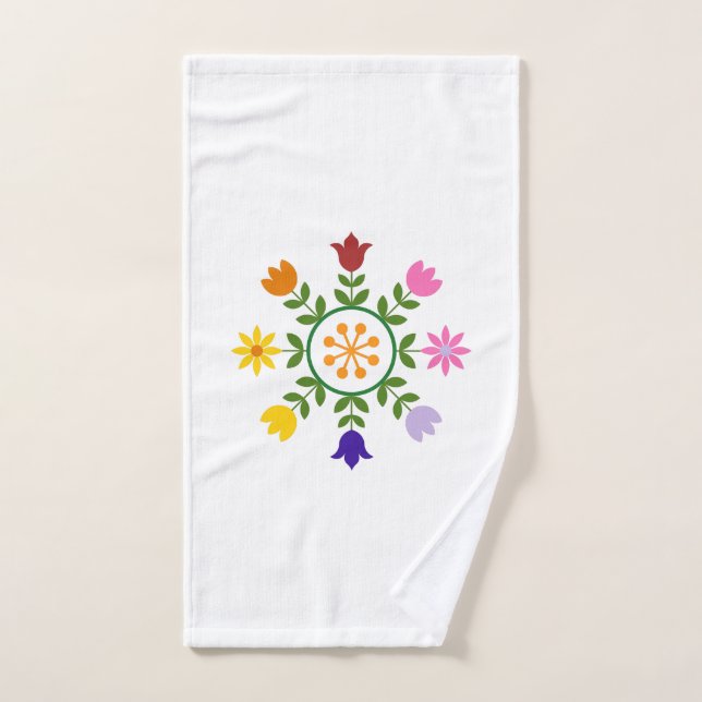 Scandinavian Style Flowers Wheel Bath Towel Set (Hand Towel)