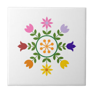 Scandinavian Style Flowers Wheel Tile