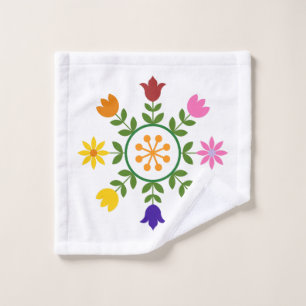 Scandinavian Style Flowers Wheel Wash Cloth