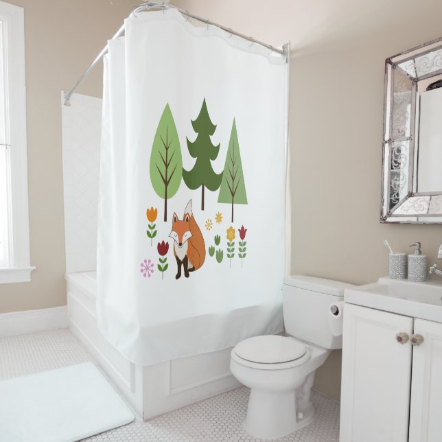 Scandinavian Style Fox Flowers Trees Illustration (In Situ)