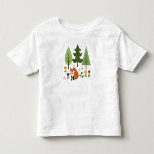 Scandinavian Style Fox Flowers Trees Illustration Toddler T-shirt