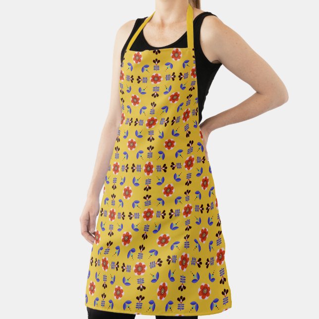 Scandinavian Style Geometric Floral Pattern Apron (Insitu)