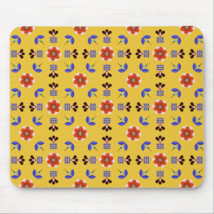 Scandinavian Style Geometric Floral Pattern Mouse Pad