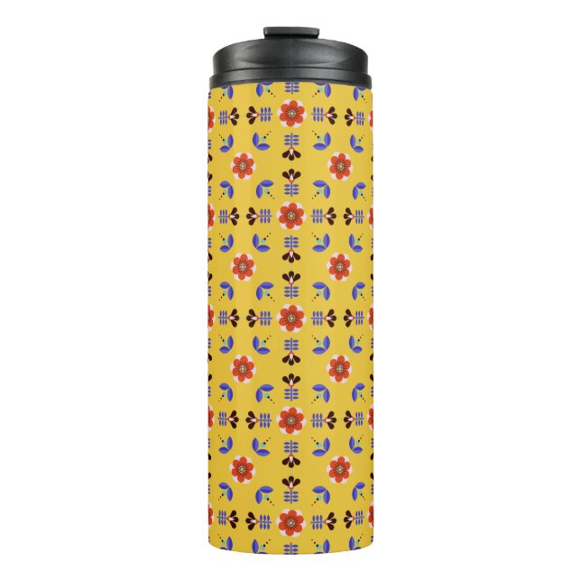 Scandinavian Style Geometric Floral Pattern Thermal Tumbler (Front)