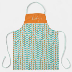 Scandinavian Style Geometric Orange Pattern Apron