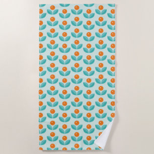 Scandinavian Style Geometric Orange Pattern Beach Towel