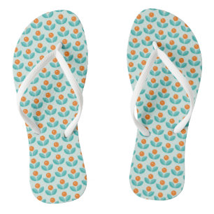 Scandinavian Style Geometric Orange Pattern Flip Flops