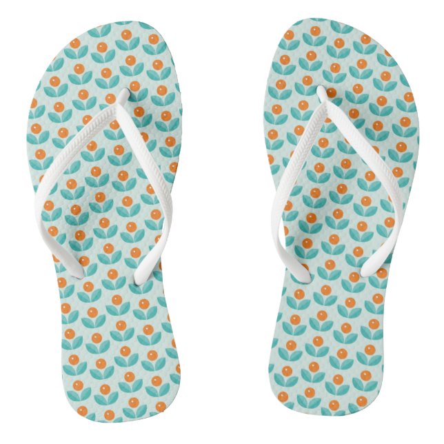 Scandinavian Style Geometric Orange Pattern Flip Flops (Footbed)