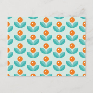 Scandinavian Style Geometric Orange Pattern Holiday Postcard