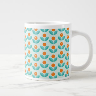 Scandinavian Style Geometric Orange Pattern Large Coffee Mug