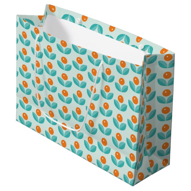 Scandinavian Style Geometric Orange Pattern Large Gift Bag (Front Angled)