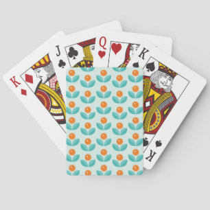 Scandinavian Style Geometric Orange Pattern Playing Cards