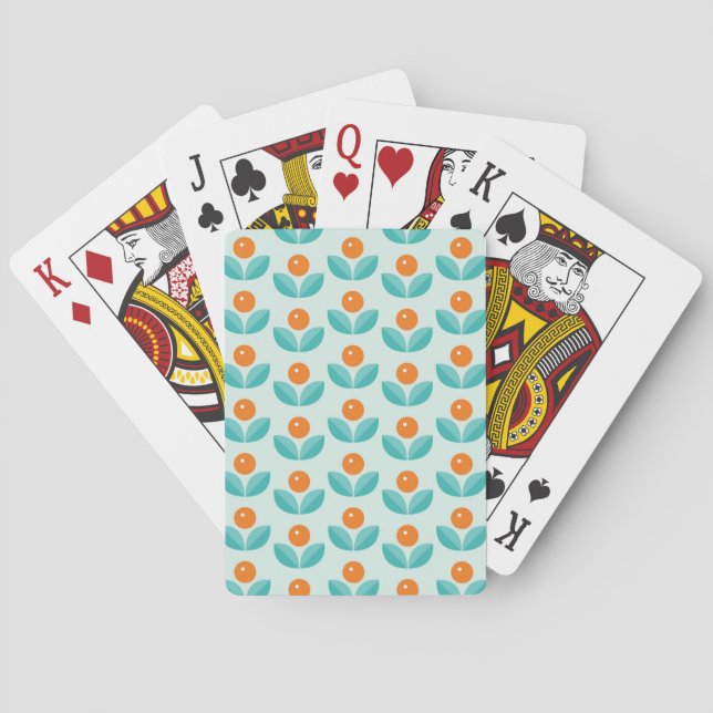 Scandinavian Style Geometric Orange Pattern Playing Cards (Back)