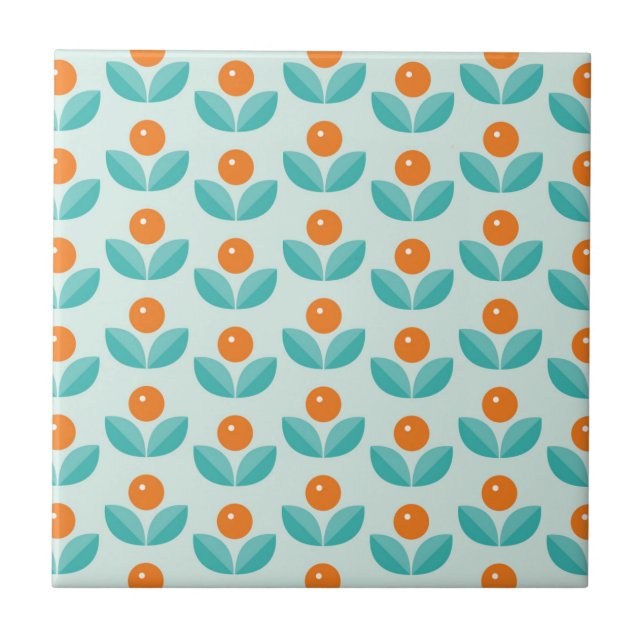 Scandinavian Style Geometric Orange Pattern Tile (Front)