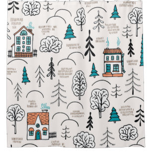 Scandinavian Style Houses Forest Pattern