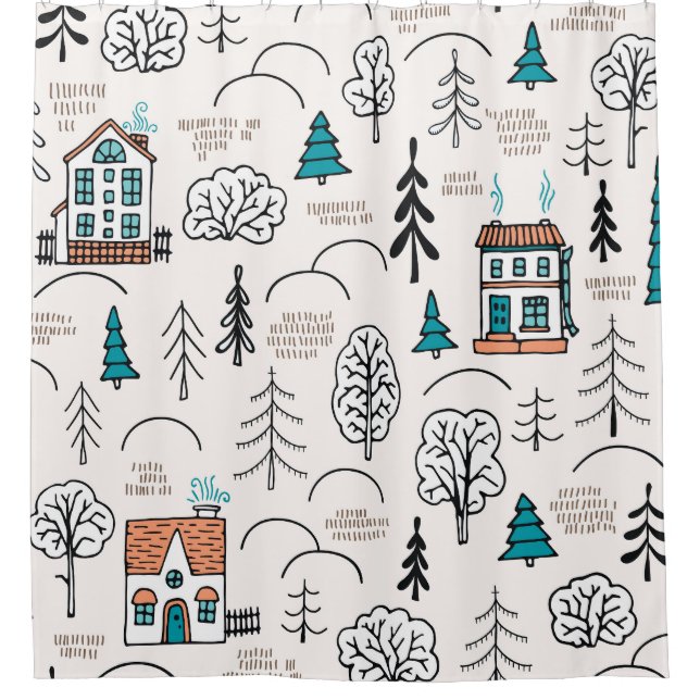 Scandinavian Style Houses Forest Pattern (Front)