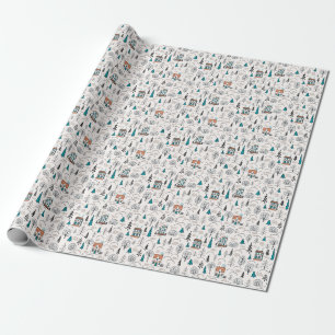 Scandinavian Style Houses Forest Pattern Wrapping Paper