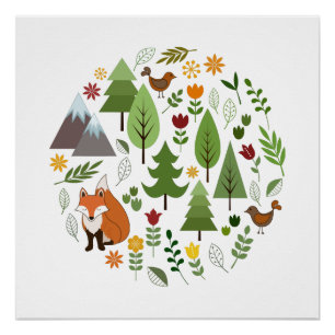 Scandinavian Style Illustrations Circle Poster