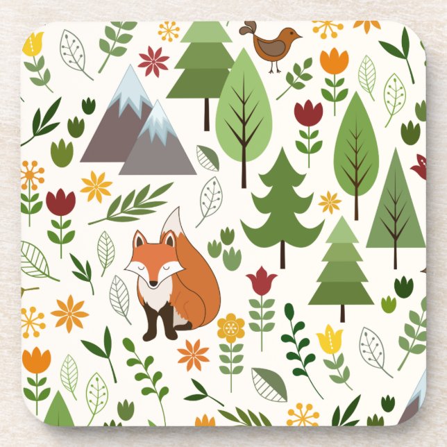 Scandinavian Style Illustrations on Cream Coaster (Front)