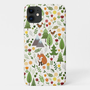 Scandinavian Style Illustrations on Cream Pattern iPhone 11 Case